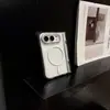 No amarillea, apto para funda de teléfono plegable Apple Duo, magnético, transparente iPhone Duo con eje central, funda protectora de carcasa rígida