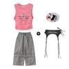 Traje de Actuación de Danza Jazz para Niñas, Traje de Actuación de Danza Urbana Jazz Moderno y Genial a la Moda, Versión Coreana, Conjunto de Traje de Actuación para el Día del Niño