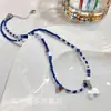 Collar de Cuentas de Nicho Rosa-Azul Fresco de Primavera y Verano, Versátil y Elegante, Cadena para Clavícula de Gama Alta, Nueva Cadena Dulce para el Cuello para Niñas