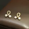 Nuevos Pendientes Pequeños Sencillos con Piedras Naturales Perla de Agua Dulce Pendientes Versátiles Pendientes de Aguja de Plata 925 para Mujer
