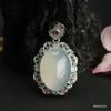 Pingente de Ágata Natural Guan Yu Colar de Cristal Calcedônia Branco Gelo Fábrica de Joias Atacado Dropshipping S4050206