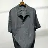 Moda de Verano Diseñador Retro Estilo Old Money Camisa de Manga Corta con Solapa Diagonal Camisa Transpirable de Moda para Hombre