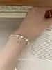 Doce Delicado Coração Laço Pérola Prata Quebrada Pulseira Nova Pulseira de Melhor Amiga Feminina Simples Versátil Pulseira de Luxo