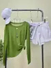 Camisa de Proteção Solar Colorida com Gola Redonda, Emagrecedora, Versátil, Moderna, Cor Sólida, Casual, Caimento Solto, Manga Longa para Ar Condicionado, Camiseta Fina para Mulheres