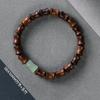 Pulsera de Cuentas de Palo de Rosa Negro, Pulsera de Nudo de Bambú, Estilo Étnico, Joyería de Madera Sólida de Estilo Chino Nuevo