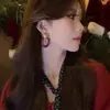 Pendientes Retro Estilo Hong Kong Esmalte Goteado Rojo Ankora para Mujer Elegantes Franceses de Alta Gama Pendientes Elegantes de Moda de Nicho