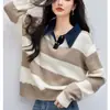 Suéter Pulôver Meio Zíper Estilo Coreano Outono/Inverno 2026 Feminino Outono/Inverno Estilo Preguiçoso Cor Sólida Malha Macia Solta