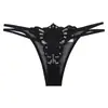 Nueva Serie Leopardo Negro Encaje Puro Deseo Sexy Estilo Francés Tanga para Mujer