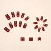 Uñas postizas con diseño de diamante rojo vino brillante para Año Nuevo, polvo dorado brillante, gran oferta.