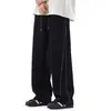 Nova coleção outono e inverno: calça casual masculina forrada com fleece, grossa, com listras refletivas, de perna larga - um estilo moderno e versátil, de corte solto e perna reta