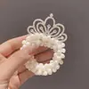 Tiara de Coroa Princesa Infantil Fita de Cabelo de Pérola Elástico para Cabelo Corda de Cabelo para Meninas Alta Elasticidade Corda de Cabelo Acessório de Coque para Cabelo