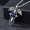 Collar para Hombre Dragón de Llama Dominante Colgante Personalizado Estrella de Seis Puntas de Moda Colgante de Cruz Retro Accesorios Estilo Coreano para Mujer