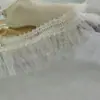 Encaje Bordado de Poliéster con Calados y Perlas de Malla de Doble Capa de 7.5 cm de Ancho Adorno para Vestido de Novia Ropa de Bebé Lolita Decoración DIY