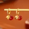 Pendientes Populares de Ágata con Forma de Calabaza Estilo Chino con Diseño Desmontable, Moda de Alta Gama, Pendientes Retro Estilo Chino Nuevo