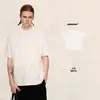 Camiseta Masculina Casual Solta de Algodão Puro, Toque Fresco, Amiga da Pele, Gola Redonda, Manga Caída, Borda Enrolada, Cor Sólida, Manga Curta.
