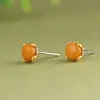 Pendientes elegantes de jade hetiano King of Deer S925 de plata esterlina, chapados en plata, estilo lujoso y ligero con personalidad de jaspe. Pendientes para mujer.