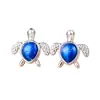 Pendientes de Tortuga Marina Profunda Lindos de Venta Caliente Transfronterizos con Brillo Azul Pegamento de Goteo Pendiente de Animal Pequeño