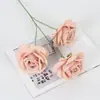 Flor de Rosa Artificial de Estrella y Luna de 3 Cabezas Celebración Festiva Decoración de Boda Material de Flor Artificial Arreglo Floral Fabricante de Flores Artificiales Mayoreo
