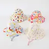 Sombrero de Pescador Reversible de Doble Cara para Bebé, Color Sólido Floral, con Cuerda a Prueba de Viento, Sombrero de Protección Solar, Sombrero de Pescador para el Sol de Primavera y Otoño para Niños