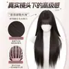 Peluca Negra Larga Recta con Flequillo Completo Estilo Dulce y Fresco Nocturno para Mujer, Aumenta el Volumen del Cabello, Se Puede Peinar Libremente, Adecuada para Uso Diario, Peluca de Cabeza Completa