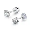 Brincos de moda de aço titânio transfronteiriços da Amazon com fio preto, agulha fina, aço inoxidável galvanizado, brincos de zircônia com quatro garras de diamante, atacado