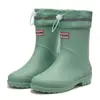 Botas de Lluvia de Moda Transfronterizas para Mujer Impermeables Ropa Exterior de Suela Gruesa Resistentes al Desgaste Zapatos de Agua Antideslizantes Zapatos de Goma para Cocina Impermeables para Lavar el Coche