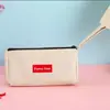 Bolsa de lápis portátil simples de camada dupla de tecido personalizada caixa de papelaria bolsa de armazenamento de material escolar para estudante presente logotipo publicidade