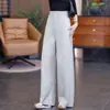 Calça feminina de perna larga curva de cintura alta relaxada feita sob medida, novo estilo 2026, modeladora, com efeito de caimento, versátil, no estilo old money