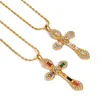 Jingqiao Acero Inoxidable Europeo y Americano Oro de 18K Acero Inoxidable Zirconio Colgante de Cruz Cadena de Perlas de Arroz Collar Joyería Transfronteriza
