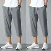 Pantalones Cortos Cropped de Seda Helada para Hombre, Verano Delgados Deportivos Casuales de Longitud Media, Rectos de Moda, Talla Grande, Shorts Cropped de Secado Rápido