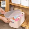 Caja de almacenamiento de cosméticos de escritorio con tapa, caja de almacenamiento portátil de plástico para el hogar, caja de almacenamiento de artículos diversos de cocina y refrigerios.