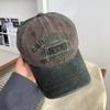 Gorra de béisbol retro americana para mujer, de tela vaquera lavada con letras y parte superior suave, de ala ancha, con cabeza grande, para ducharse, pequeña.