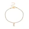 Venta Caliente de Amazon Moda Simple Diamantes de Imitación Circonita Diamante Letras Tobillera Calzado Vacaciones en la Playa Joyería de Tobillera