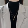 Collar de Doble Capa 2024 Nuevo Cadena para Suéter de Mujer Lujo Accesible Diseño Nicho Alta Gama No se Desvanece Accesorios Cadena Clavícula