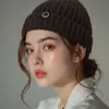 Al por mayor Coreano 2024 Nuevo Estilo Coreano Otoño e Invierno Parche Lana Tejida Gorro para Mujer Otoño e Invierno Casual Versátil Gorro de Piel de Melón