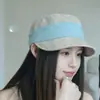 Gorra de béisbol retro estilo coreano con pliegues de lino sintético, visera plana, para equitación, para mujer, de verano, de alta gama, protección solar, versátil.