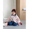 Abrigo de Primavera y Otoño para Niñas Nueva Moda Chaqueta de Cuadros Estilosa Coreana para Niños Top Casual de Retazos con Encaje para Niñas