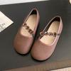 Sapatos Mary Jane Femininos Estilo Noturno Suave Boca Rasa Franceses 2025 Primavera e Verão Novos Bico Redondo Sapatos Planos Estilo Birkendish para Saia