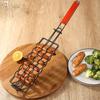 Churrasco de aço inoxidável cachorro-quente grill salsicha cesta de cozimento clipe de peixe grelhado antiaderente salsicha de presunto hotdog cesta de churrasco