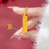 Nuevo Estilo Brillante Hielo Triturado Tridimensional Ladrillo de Imitación Oro Colgante para Mujeres Oro de Arena Vietnamita Barra Cuadrada Sólida de Imitación Oro Collar Joyería