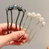 Nuevo pasador de perlas estilo chino en forma de U para mujer, pasador para recogido en la parte posterior de la cabeza, nuevo y elegante peine pasador 2026, accesorio para el cabello
