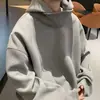 Moletom liso moderno, estiloso, simples e versátil para homens, corte solto, design de nicho, toque de alta qualidade, com capuz, textura estilo coreano