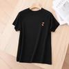 Explosões Transfronteiriças Adorável 100% Algodão Puro Estudante Coreano Combina com Tudo Camiseta de Manga Curta Cenoura Bordada Top Feminino de Verão