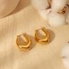 Pendientes huecos franceses de acero de titanio europeos y americanos. Los pendientes gruesos de tubo hueco de acero inoxidable de oro de 18 quilates no se decoloran. Joyería transfronteriza.