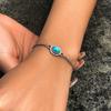 Pulsera elegante única de estilo étnico retro de moda, pulsera sencilla ajustable de plata antigua turquesa que combina con todo.