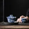 Mi Yan Derramou Azul e Branco Pura Pintura à Mão Bambu Xícara de Chá Doméstica Xícara para Degustação de Chá Xícara Única Cerâmica Artesanal Ladrilho Fino Xícara Mestra