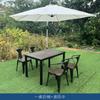 Conjunto de Mesa e Cadeiras de Madeira Plástica para Exterior Café Hotel Mesa e Cadeira para Refeições ao Ar Livre Jardim Exterior Pátio Varanda Mesa e Cadeira de Lazer