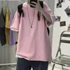 Moda Nacional Camiseta Americana masculina ins tendência manga curta design estampado senso de design nicho oversized manga meia estação top de verão roupas