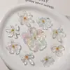 Aurora Iridiscente de Siete Colores Estambre de Flor Transparente Flor de Cinco Pétalos Adorno Pegatina DIY Arete Pendiente Llavero Accesorios