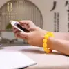 Pulsera de Ámbar Optimizada Rusa para Hombres y Mujeres, Pulsera de Cuentas Budistas de Círculo Único con Cuentas Amarillas